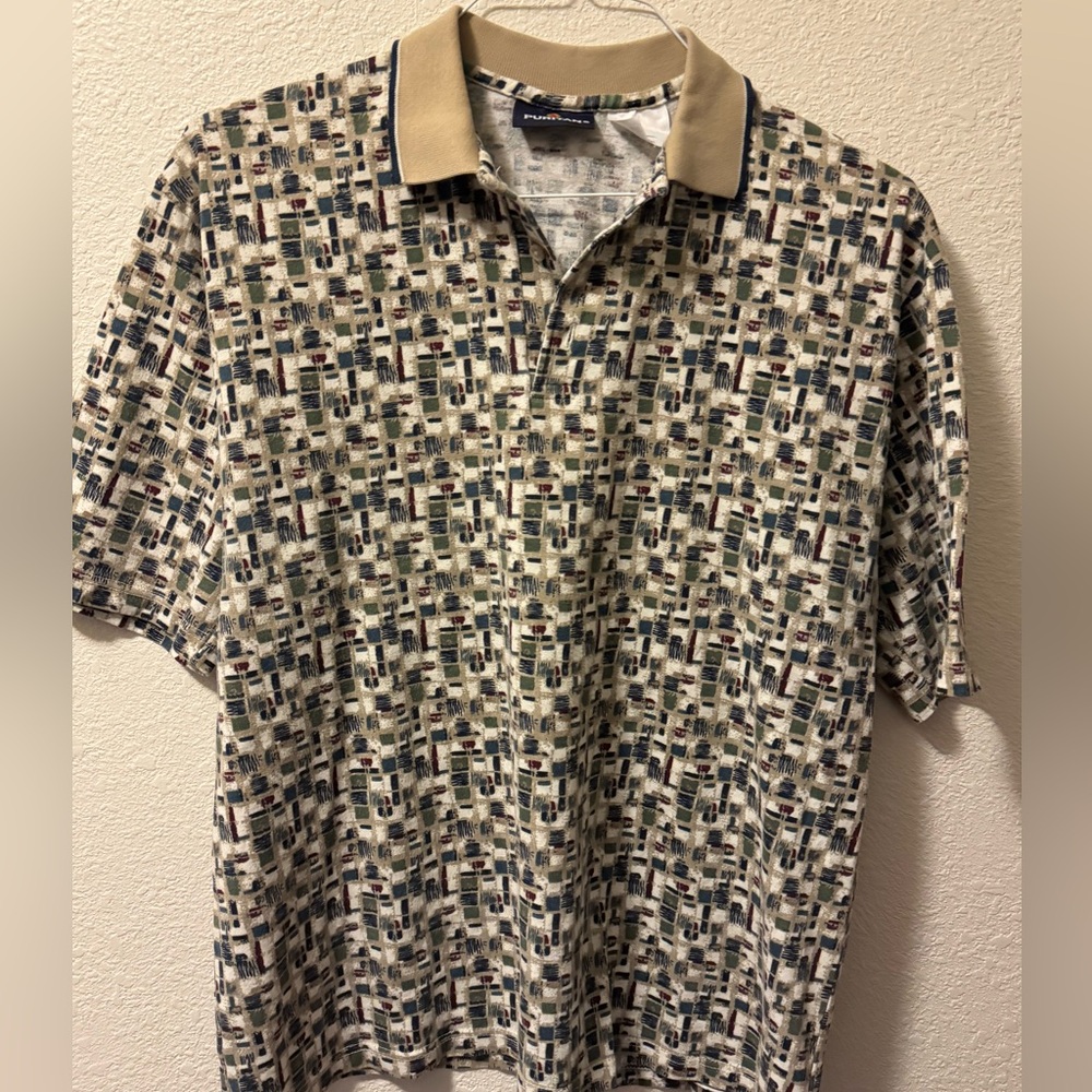 Vintage Patterned Polo Shirt